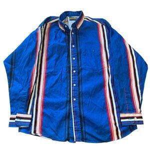 PANHANDLE SLIM Mens Blue Stripe Western Button Down Shirt Size L |W1